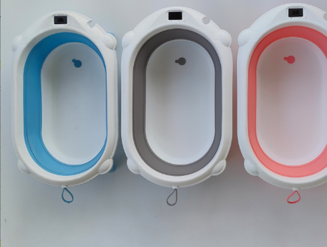 Bañera de Viaje Plegable y Compacta para Bebé sin Patas Azul